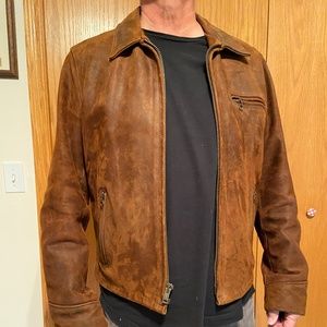 Overland Nubuck Leather Jacket, Brown, XL